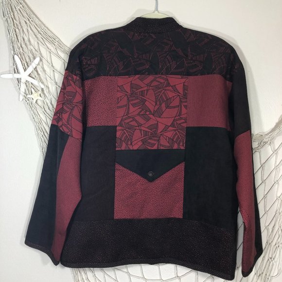 MAX & MABEL Red & Black Patchwork Jacket - Picture 10 of 11